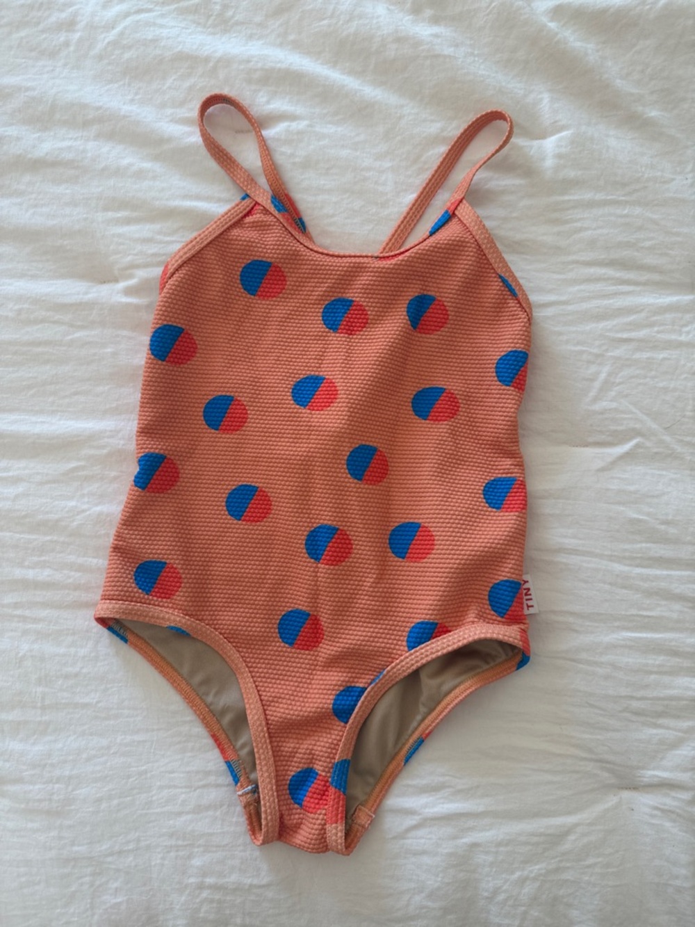 Tinycottons One-Piece Swimsuit with Blue & Orange Beach Ball Print